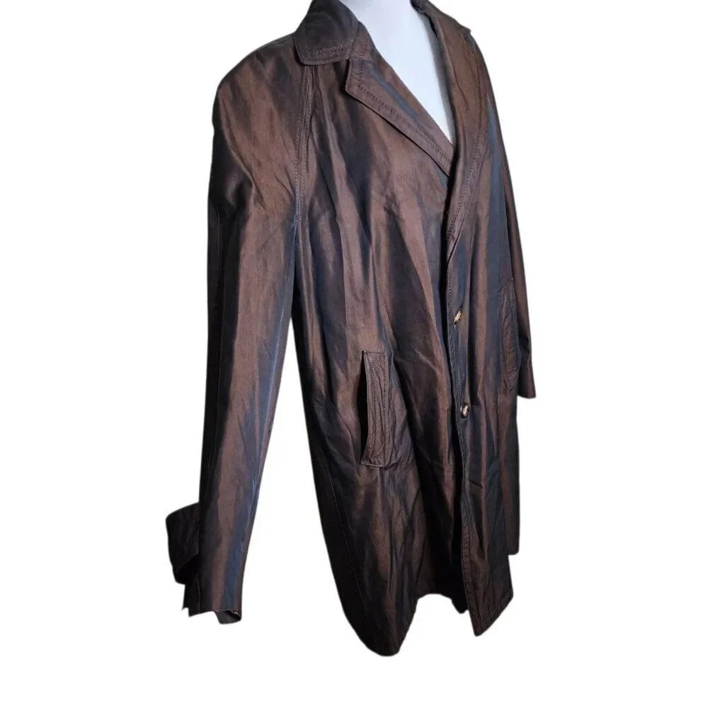 Vintage 80s Arvidssons Overcoat Trench Coat Mens XL Brown Flannel Lined